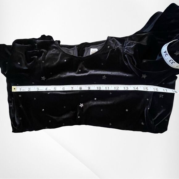 Girls GAP Kids Black Velvet with Glitter Star accents Long Sleeve Dress Size L - Picture 4 of 7